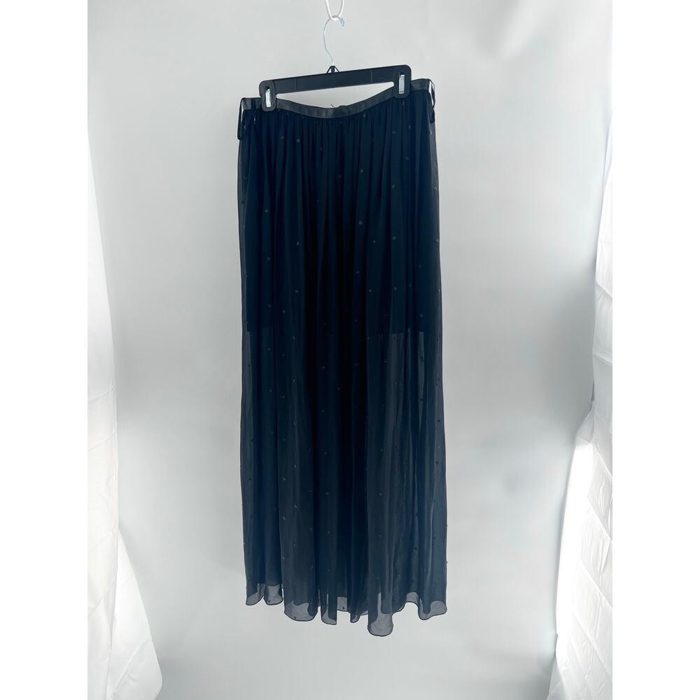NWT Tibi 100% Silk Embellished Semi-Sheer Maxi Skirt with Slip Black Women's 8 - Picture 2 of 5